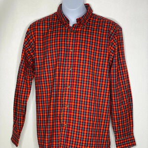 Kitestrings boys red orange plaid button down shirt Sz 14 NWT